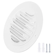 3" Round Air Vent Cover 304 Stainless Steel Louvered Grill Screen White