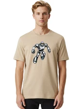 Silver-Robot Mens Graphic Tee, 100% Cotton, Casual Summer Wear