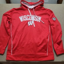University of Wisconsin Badgers Red Dri-Fit Hoodie Men's Sz: Large w/ Patch