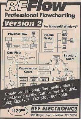 RFFlow Professional Flowcharting  Version 2 Vintage Print Ad 1993 Loveland CO u