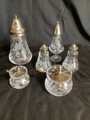Stuart Crystal Cascade Fuchsia Salz, Pfeffer, Öl, Zucker, Senf, Sauce (6) Ex