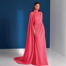 Elegant Evening Dress Long High Collar Draped Trumpet/Mermaid Evening Gowns