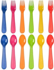 Wheat Straw Toddler Utensils Set of 12 - Kids Forks and Kids Spoons BPA Free/...