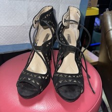 Jennifer Lopez Black Laser Cut Peep Toe Lace