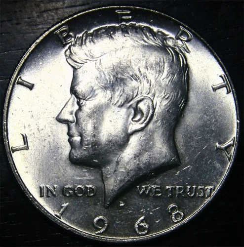1968 D Kennedy Half dollar 40% Silver 50c US Coin Denver Mint BU Uncirculated