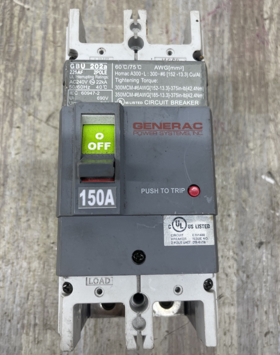 Generac GBU 202A 150 Amp 2 Pole Circuit Breaker 1AC240V 22KA