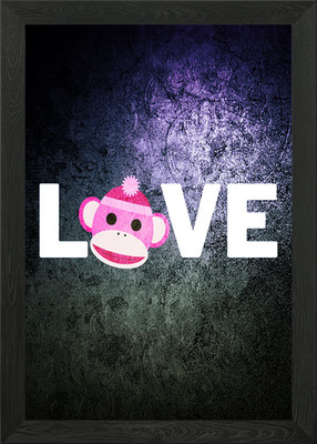 Socke Monkey Love gerahmtes Wandbild Poster Leinwanddruck Bild