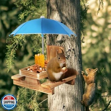Gnodary Squirrel Feeder with Umbrella, Squirrel Feeders for Outsi