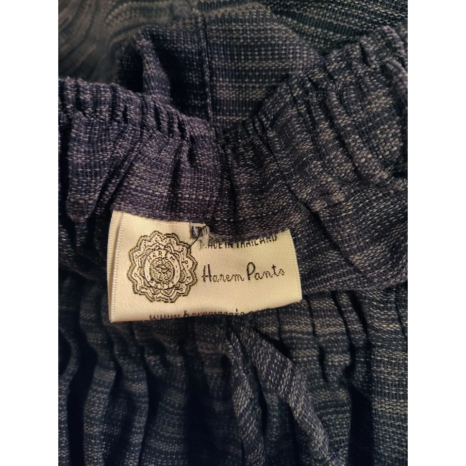 Harem Pants Elastic Waist Capri Length Woven Blue Black Purple Drawstring OSFM - Image 3 of 4