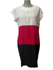 Vintage Von Bramlett Dress , Sz 7/8 Color Block Red, Black & White Sheath Classy