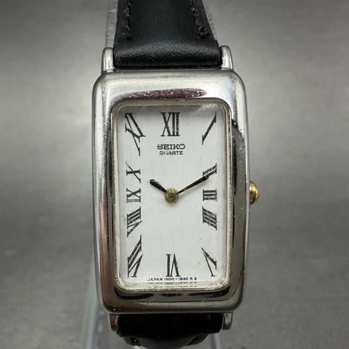 Seiko Tank Watch Women 17mm White Dial Silver Tone 1N00-5C99 New Battery