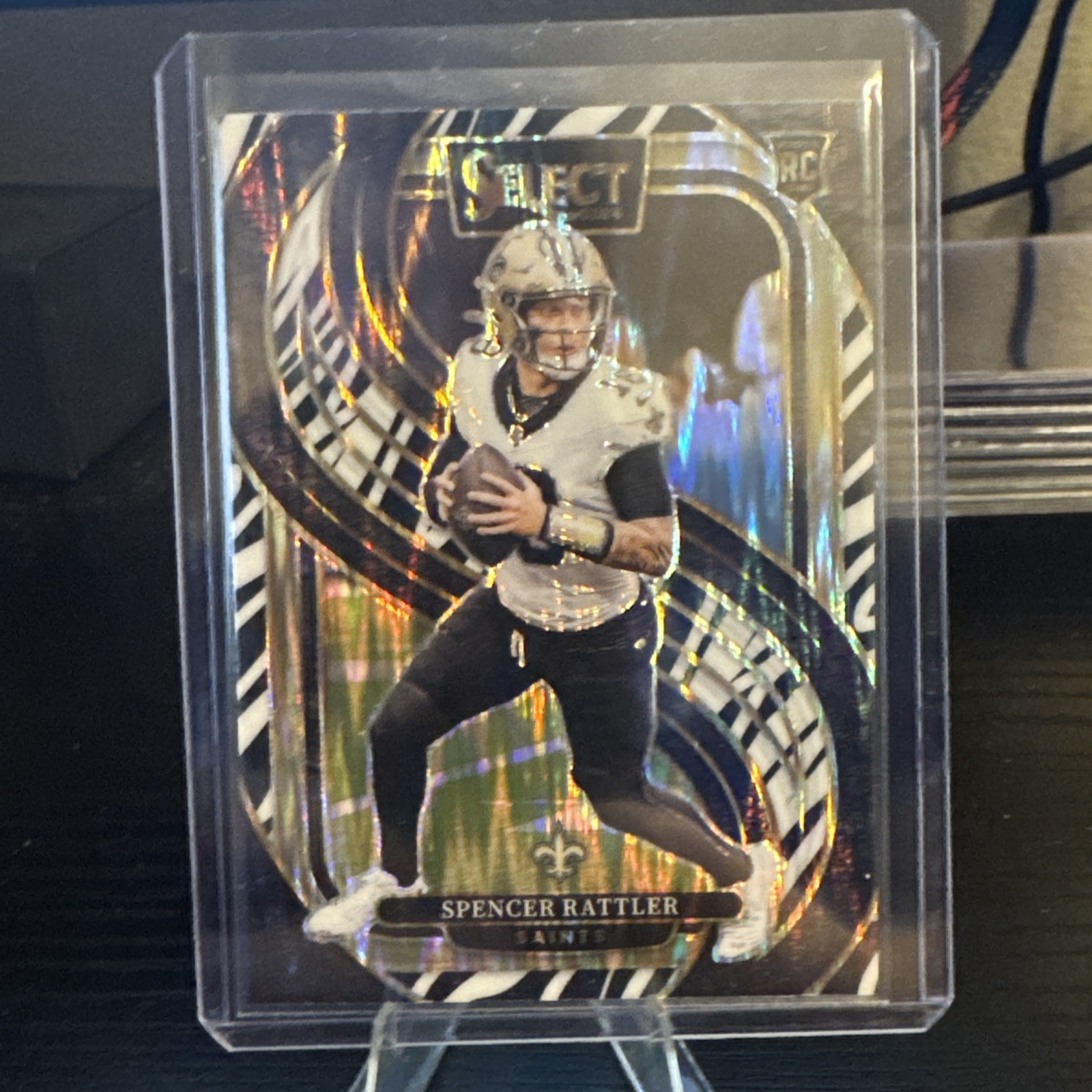 2024 Panini Select - Premier Level Spencer Rattler #130 Zebra Shock Prizm (RC)