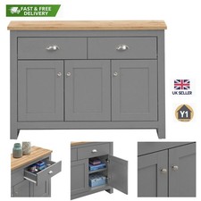 Light Grey Large Sideboard 3 Doors 2 Drawers Buffet Storage Cabinet Cupboard