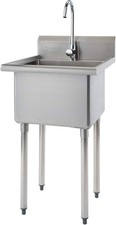 Basics 21.5" NSF Freestanding Stainless Steel Utility Sink w/Faucet SS Sink