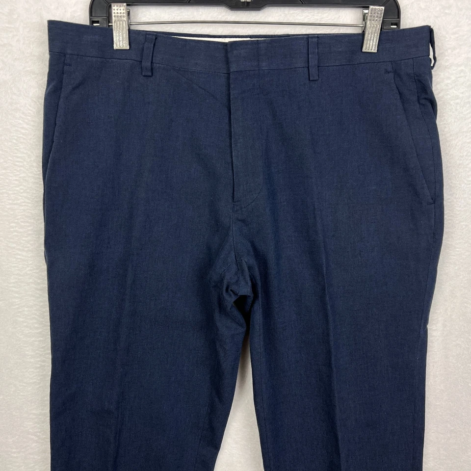 J Crew Ludlow Slim Fit Dress Pants Mens 33x30 (33x28) Blue Linen Cotten Somelos - Image 3 of 4