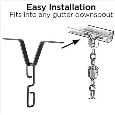 Rain Chain Hook V Shaped Gutter Chain Hanger Metal Iron Adapter For Downspout V1