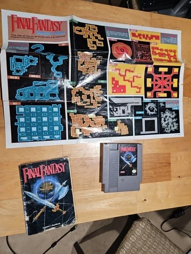 Final Fantasy NES Nintendo 1990 Game Cartridge, Explorer's Handbook & Map