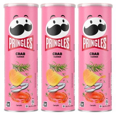 3 PRINGLES CRAB Flavor Potato Chips Tubes 165g 5.8oz