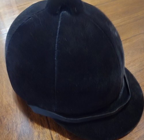 8" x 7" Vintage Beaufort Hunt Cap Riding Helmet Velvet Equestrian Hat 60s