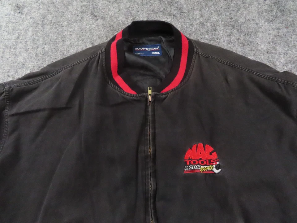 Chaqueta de Colección Swingster Mac Tools Para Hombres 3XL Negra Microgamuza Abrigo de Bombardero Carreras Foto 2 de 4