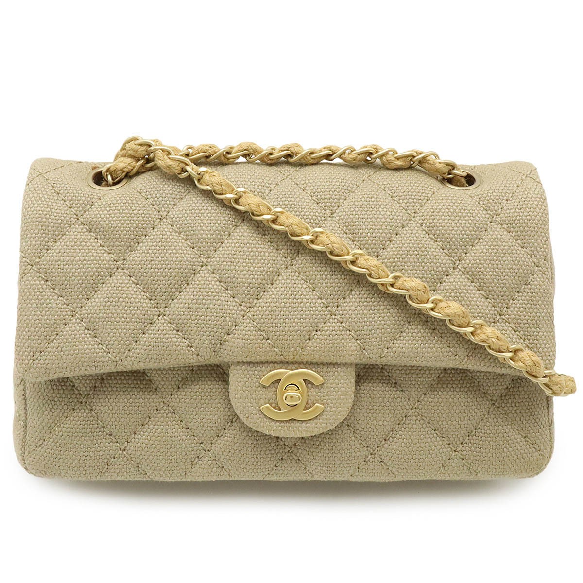CHANEL Coco Mark Chain Shoulder Bag in Linen Canvas Matelasse Design 269453