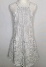 Amanda Uprichard Metallic Amy Halter Dress Valencia Linen Blend Size L