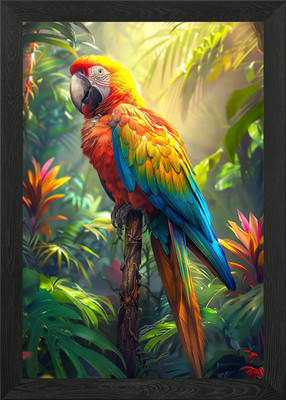 Bunter tropischer Papagei gerahmtes Wandbild Poster Leinwanddruck Bild
