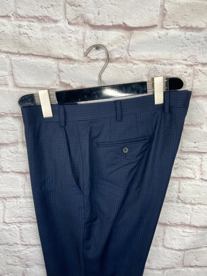 RALPH LAUREN Mens Navy Blue GLEN CHECK STRETCH Business Dress Pants/Slacks 38x30 - Image 2 of 4