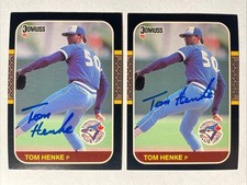 1987 Donruss TOM HENKE On Card Autos Get Both Cards Toronto Blue Jays