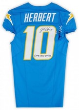 Framed Justin Herbert Chargers Signed GU #10 Jersey vs Carolina Panthers 9/15/24