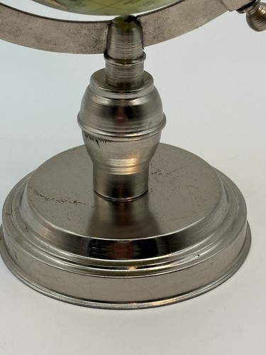 Vintage Desktop Globe Silver Tone - Picture 10 of 17