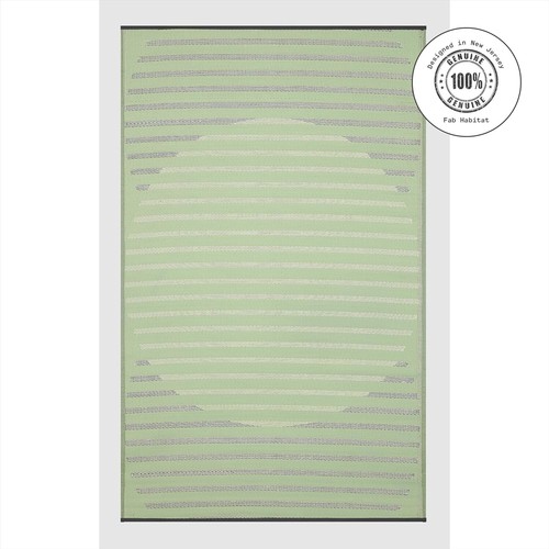 Elegante alfombra impermeable a rayas para exteriores - 3x5 pies verde Kioto - ecológica - Imagen 4 de 9