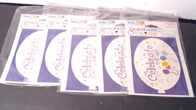 4 NIP Delta Stencils mini Celebration  design by Marie Browning 4 1/2'' x 5 3/4''