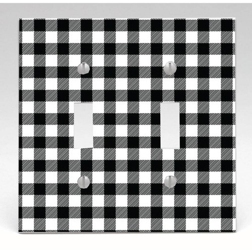 Black, White, Gingham Light Switch Cover, Kitchen Decor, Bedroom Decor, Knobs - Picture 5 of 12