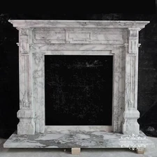 VICTORIAN STYLE ITALIAN MARBLE FIREPLACE MANTEL - TF801