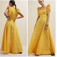 NWT ANTHROPOLOGIE SIKA Marigold Ruffled Maxi Dress 0 $298