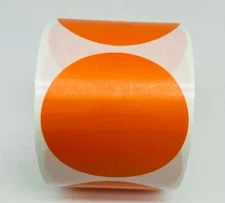 1" Round Orange Color coded Inventory Dots One Roll of 500 Labels Stickers