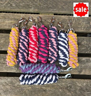 ZWEIFARBIGE FÜHRSEILE 5er Pack Baumwolle Topf Glück Farben Pferdeseile Trigger Clip - Bild 1 von 2