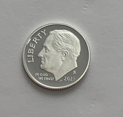 2021 S .999 Fine Silver Proof Roosevelt Dime 10C Gem Proof 1 Coin In A 2X2 Flip