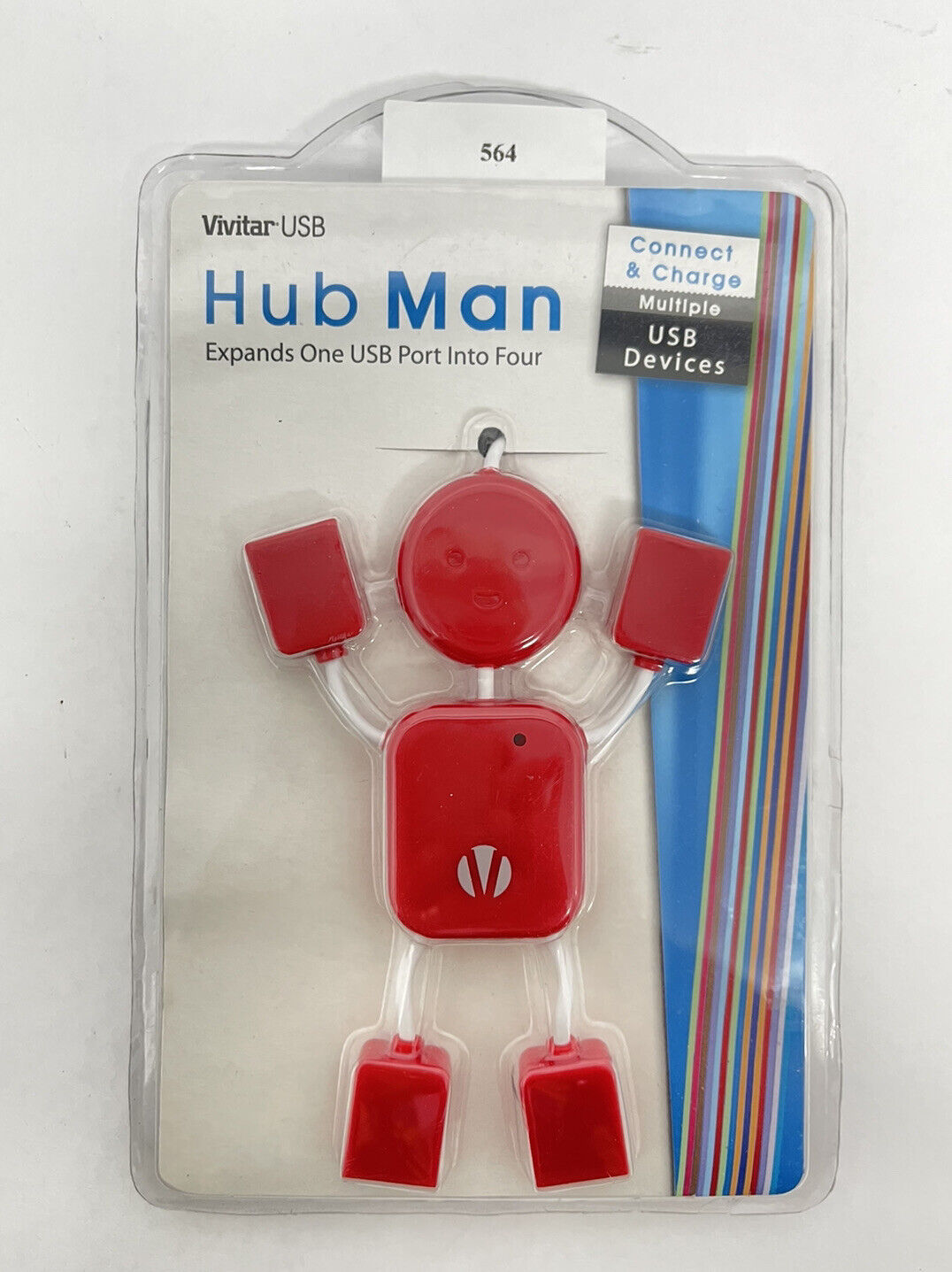 Vivitar USB HUB MAN Expands One USB Port Into Four - RED