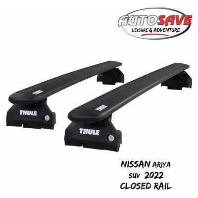 Thule WingBar Evo Black Roof Bars Set to fit Nissan ARIYA 2022 SUV Closed Rail