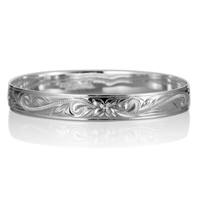 Massiver 925 Sterling Silber Hawaii Roll Glatter Rand Armreif
