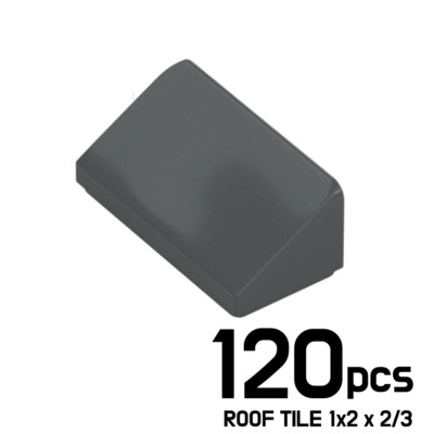 LEGO Lot of 120 SLOPE ROOF TILE 1x2 x 2/3 Dark Stone Grey 4567887 85984