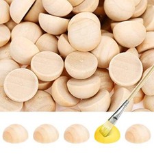 200 Pieces Christmas Half Wooden Beads Unfinished Split Wood Natural Wood Color