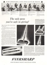 1934 Eversharp Fountain Pens: Mary Discovers a Gift Vintage Print Ad
