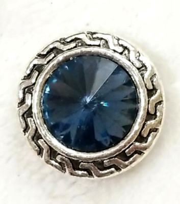 3D BLUE RHINESTONE 18/20mm GINGER SNAP BUTTON POPPER FOR INTERCHANGEABLE JEWELRY