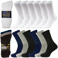 Sports Socks Mens 6 Pairs Cotton Rich Black Gym Everyday Cushioned Sock UK 6-11
