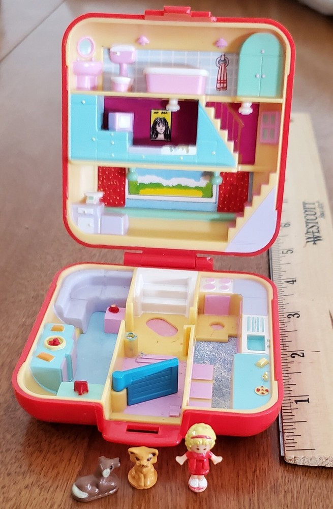 Vintage Polly Pocket Bluebird 1989 Town House Red Version Complete