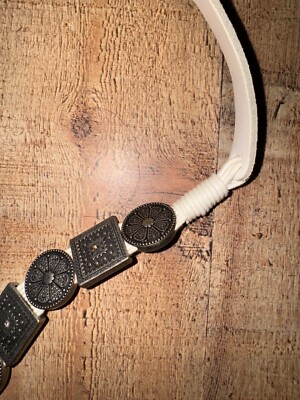 antoniazzi firenze metal leather belt vintage Antoniazzi Firenze Italy Vintage White Leather Metal  main image 3