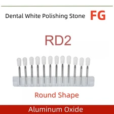 Dental White Stone Polishing Burs FG RD2 Round Aluminum Oxide for Handpiece